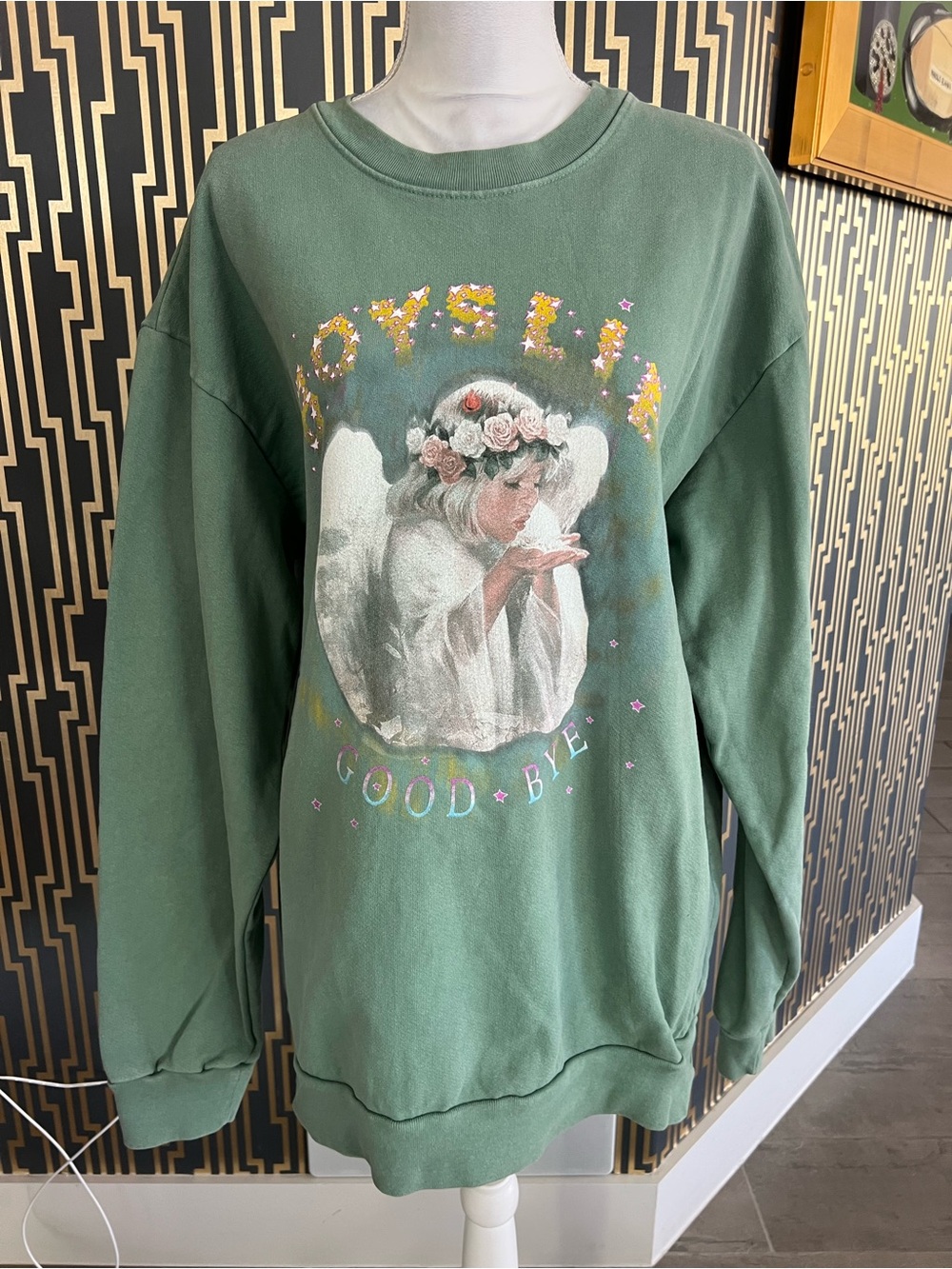 Boys Lie Green Angel Graphic Crewneck Sweatshirt